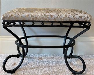 Item 419:  Iron Bedroom Bench with Upholstered Cushioned Top - 25"l x 16"w x 19"h:  $125
