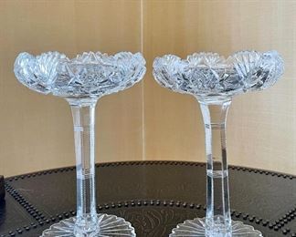 Item 428:  Antique American Brilliant Cut Glass Compotes - 9":  $245 for pair