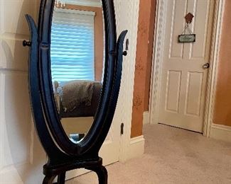 Item 47:  Standing Leather Oval Mirror - 23.5" x 62":  $165