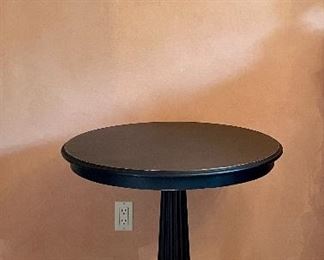 Item 432:  Distressed Black Pedestal Table - 27.5" x 29.5":  $225