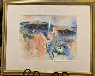 Item 513:  Framed Watercolor/Mixed Media, signed lower right - 18" x 22":  $145