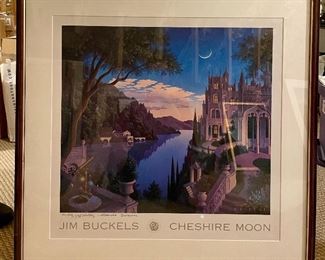 Item 521:  Jim Buckles "Cheshire Moon", Framed and signed by the artist (personalized) - 32.75" x 32.75":  $150