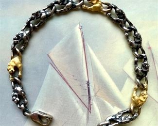 Item 489:  Sterling Silver and 18K Custom Bracelet:  $750