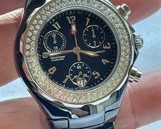Item 451:  Michele Watch MWW12A000005 .47 Ct TW 100 Diamonds Chronograph Ceramic Case and Bracelet: $695