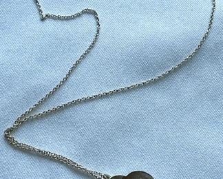 Item 454:  Tiffany & Co Sterling Necklace with Blue Enamel "Return To" Heart Reverse:  $125