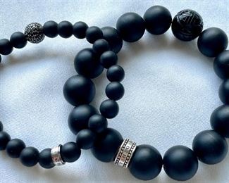 Item 453:  Thomas Sabo Black Bead and Sterling Bracelets: $58 for both