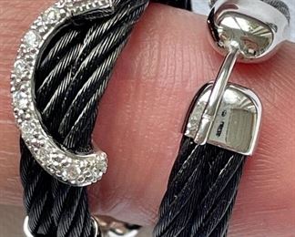 Item 457:  Charriol Celtic Noir Black Steel Cable and 18K Earrings with Diamonds:  $425