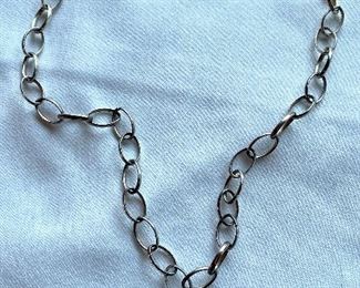 Item 476:  Silver Tone "P" Necklace: $24