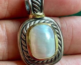Item 481:  David Yurman Albion Pendant with Mabe Pearl, Sterling Silver and 14K: $585