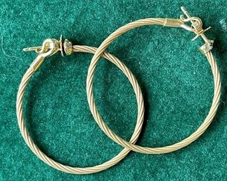 Item 493:  Paul Morelli 18K gold "Unity" Hoops with Diamond:  $375