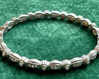 Item 496:  Doris Panos 18K White Gold Bracelet with Diamonds on Front Side:  $1450