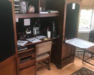Armoire style mission fold up desk