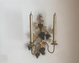 Pair Metal Gilt Italian Sconces 