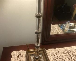 Pair of brass and Crystal Faux bamboo lamps