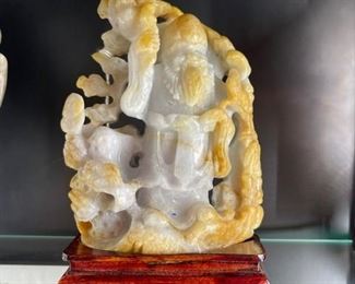 Jadeite Jade carving on stand