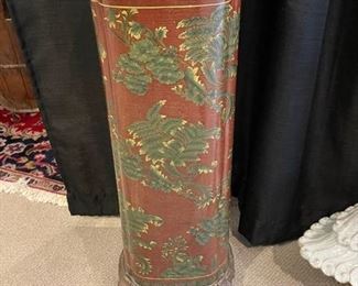 Vintage Chinese porcelain and bronze umbrella holder