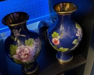 Pair of vintage cloisonne vases