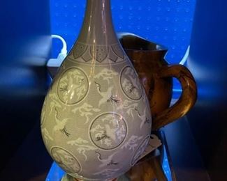 Vintage Korean celedon vase