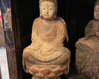 Antique Chinese carved wooden statue