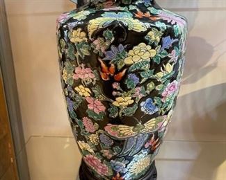 Vintage Chinese colorful vase on stand