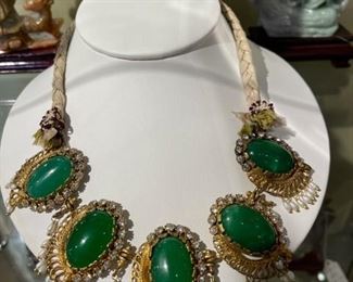Jade and seed pearl necklace
