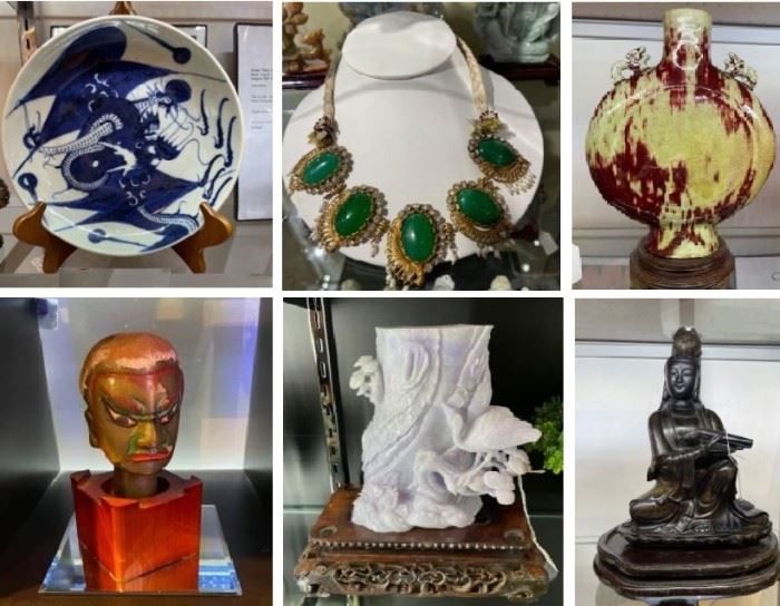 Everything must go!  This is a lifetime private collection of Chinese, Japanese, and Korean antiques and collectibles. All of the fixtures and showcases will also be for sale.