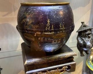 Antique Korean pot on stand