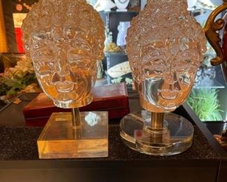 High-end acrylic Buddha heads on stands
