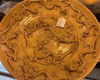 Antique Ming  inspired large dragon plate