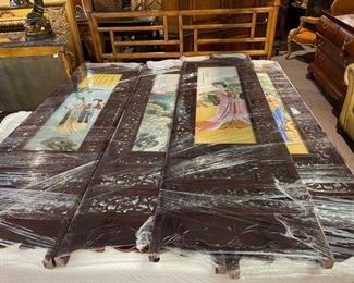 These are not part of the business closing sale, but I am posting them. These are tall, heavy porcelain and carved wood panels from a Buckhead estate. They are laying down in the picture. They will be offered at a fraction of what they paid for them.