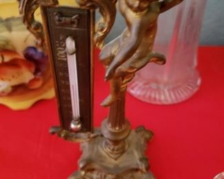 Old Solid Brass Thermometer