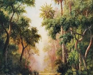Huge Original Art Franckowiak Tropical Landscape  Painting Florida Artist Post Highwaymen