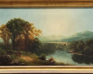 Estate Find Hudson River School Kaaterskill Clove Sunrise or Sunset Panoramic Landscape from near Frederick Church Residence at Olana