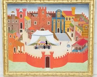 Lg Philip Castle Original Oil British Illustrator known for A Clockwork Orange poster.