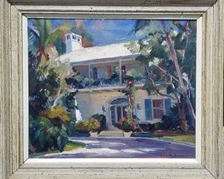 Emile Gruppe Rockport Artist Tropical Oil Likely Florida from Palm Beach County Estate