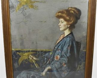 The cover illustration for Town n Country magazine, a magnificent Beaux Arts pastel portrait by Leon Victor Solon.