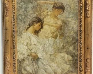Illegible Signature Romanus Women Oil