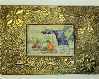 Mystery Duran French Impressionist Watercolor in Jugendstil Frame