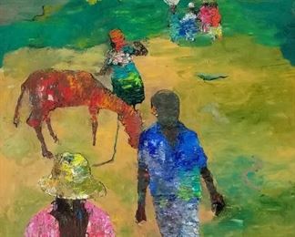 Large Gesner Armand Haitian Oil Painting