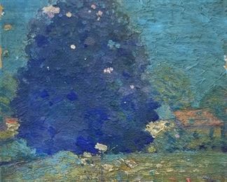 Signed Illegibly Impressionist Plein Air Oil