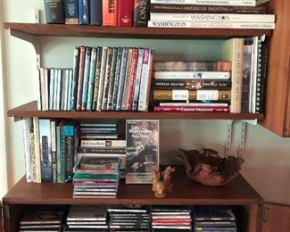 Hundreds of books, in addition to CDs and DVDs.