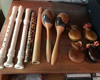 Recorders, flutes, maraccas, castanets.