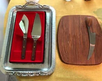 Dansk cutting board and knife (right).