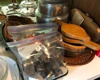 Kitchen packed with a wide array of vintage cookware, utensils, etc.