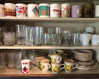 Vintage mugs and glassware.