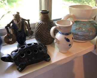 Vintage pottery throughout the house.