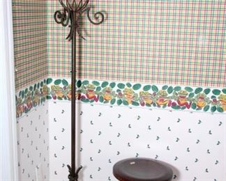 Antique Hat Rack and Organ Stool