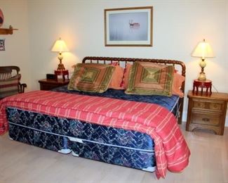 Dixie Furniture Bedroom Set - King Bed with Mattress Set, Pair of Nightstands