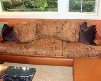Pair of Pearson Leather Sofas with Upholstered Cushions