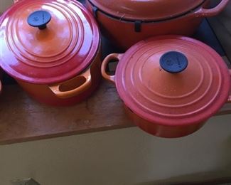 lots of Le Crueset cast iron enamel